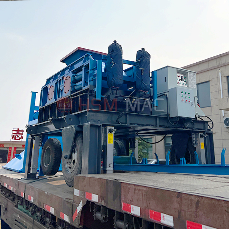 時產(chǎn)100噸瓜米石移動對輥制砂一體機(jī)型號怎么選？